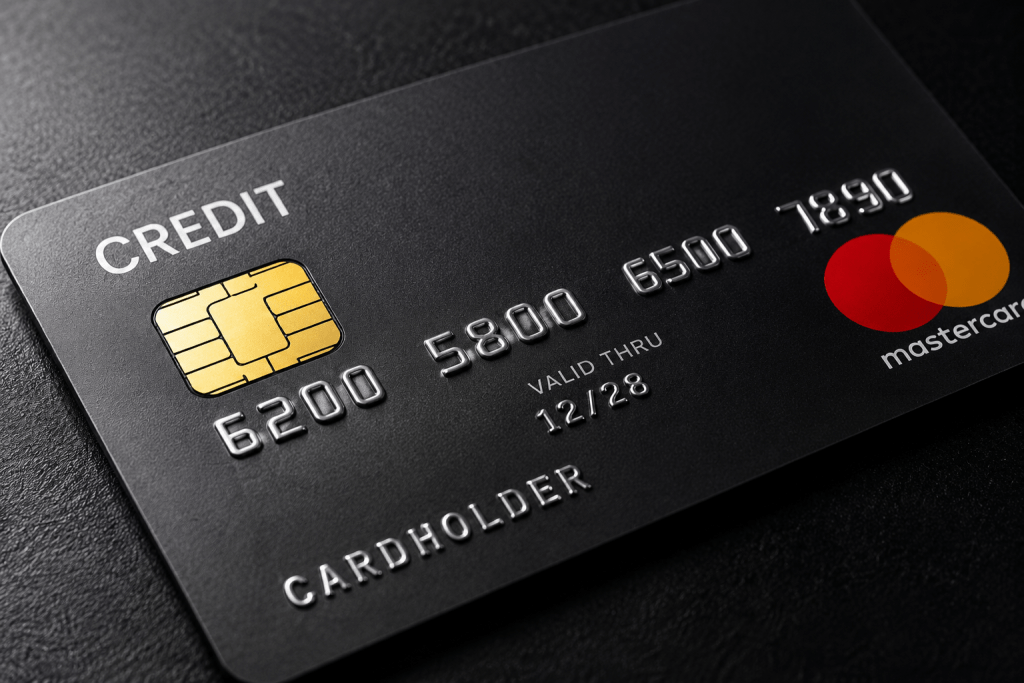 Black business credit card representing business credit scores and business funding eligibility for entrepreneurs seeking financing.